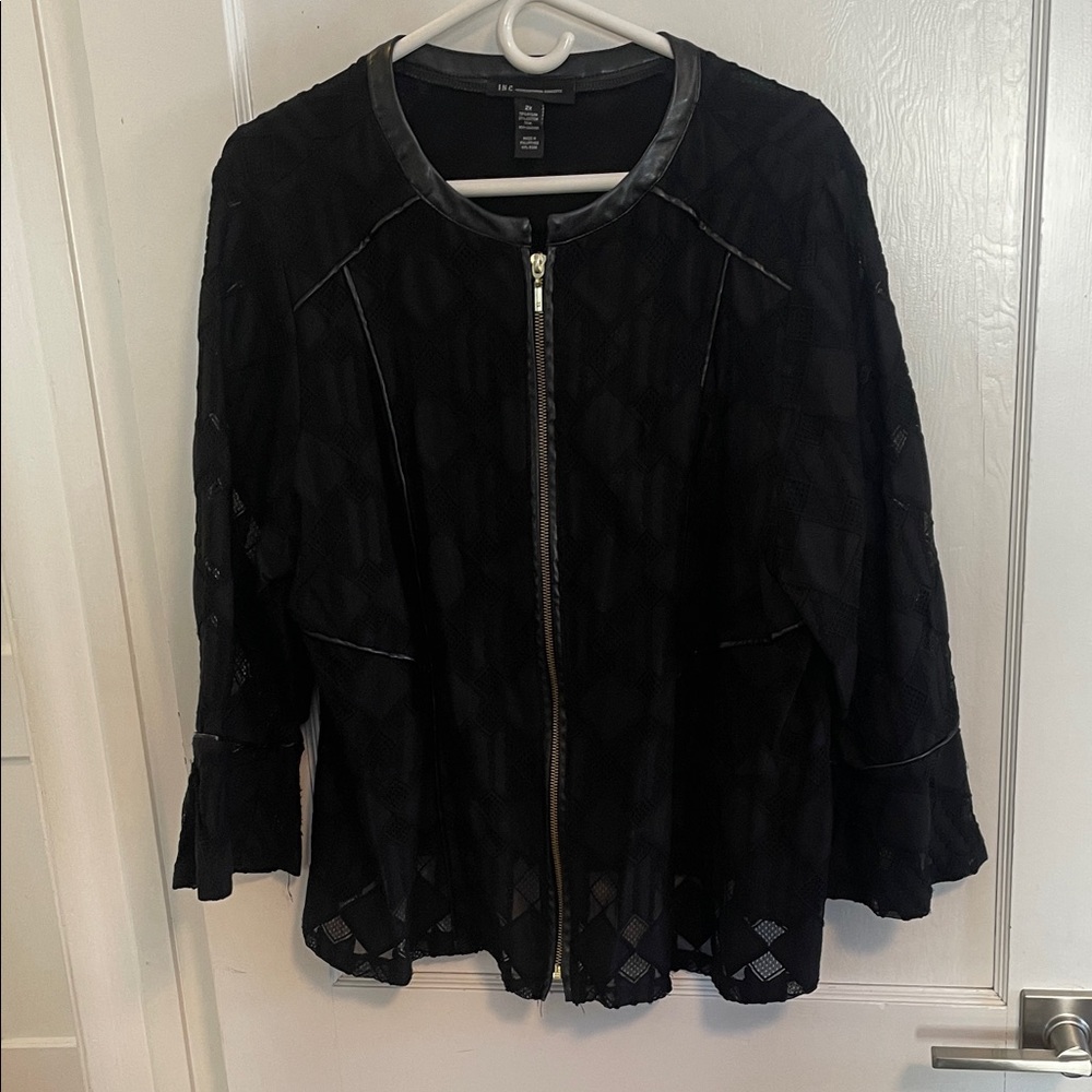INC Black Lace Textured Blazer